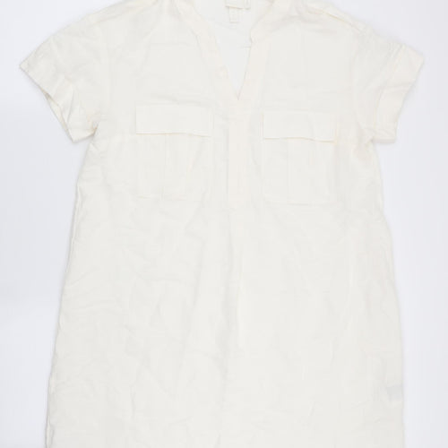 H&M Womens Ivory   A-Line  Size 8  - Linen look dress