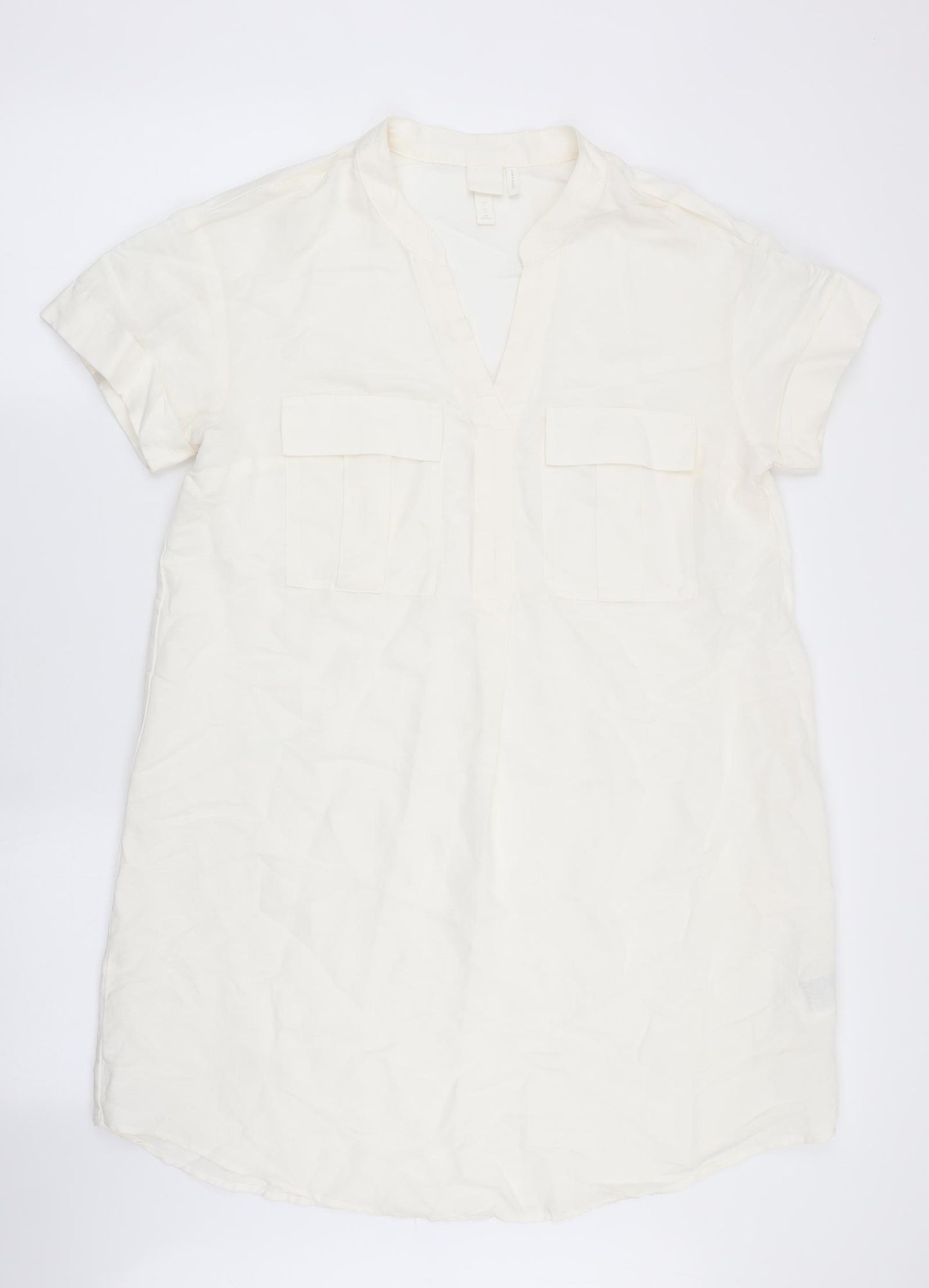H&M Womens Ivory   A-Line  Size 8  - Linen look dress