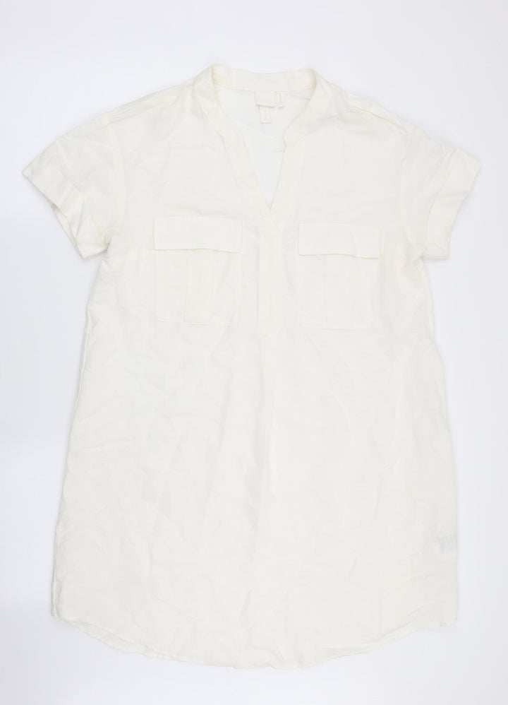 H&M Womens Ivory   A-Line  Size 8  - Linen look dress