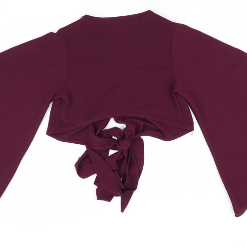 Stylewise Womens Purple   Jacket  Size 6  - Wide Sleeves Tie Front Shrug