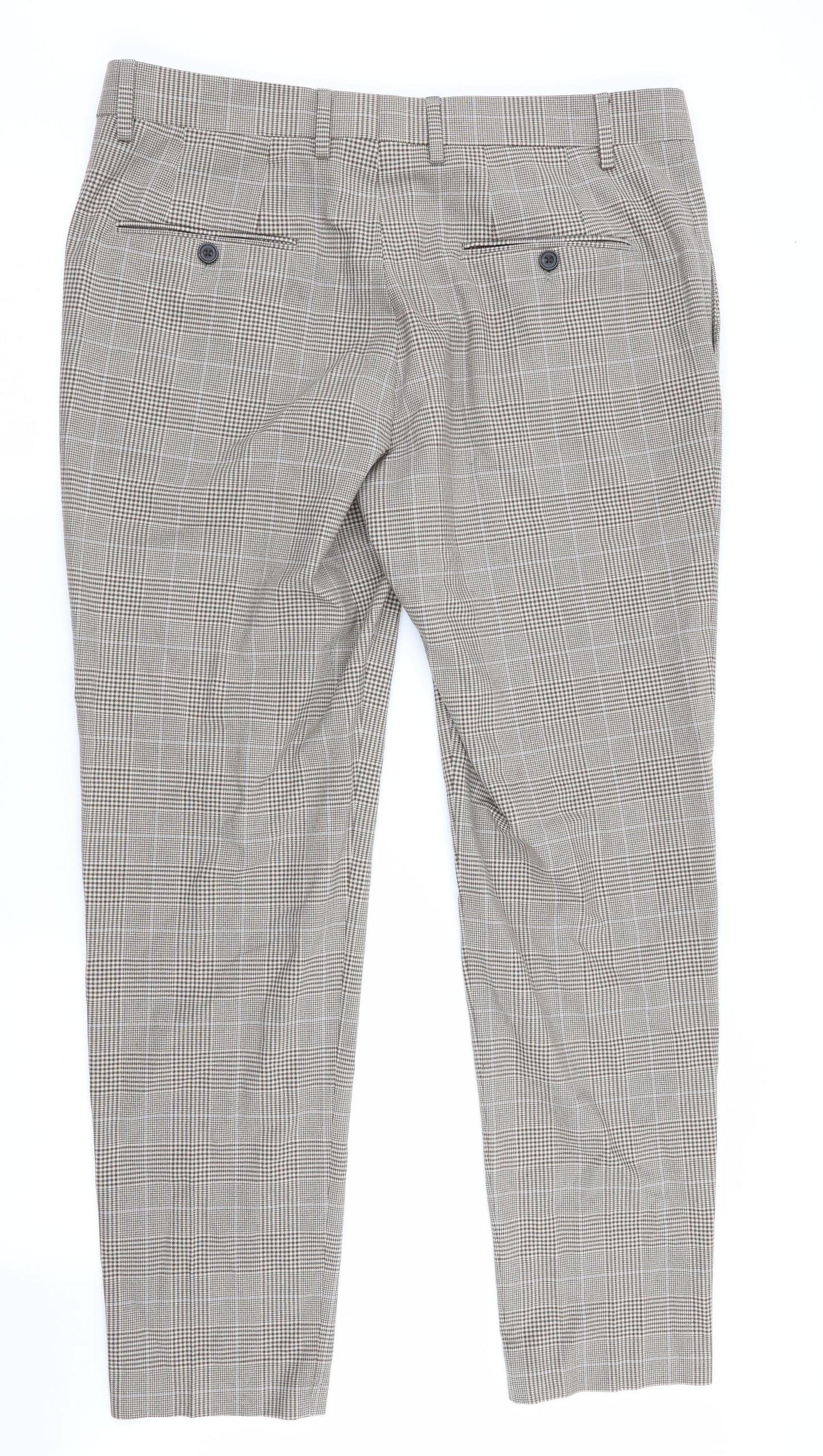 Zara Womens Beige Check  Trousers  Size 16 L30 in