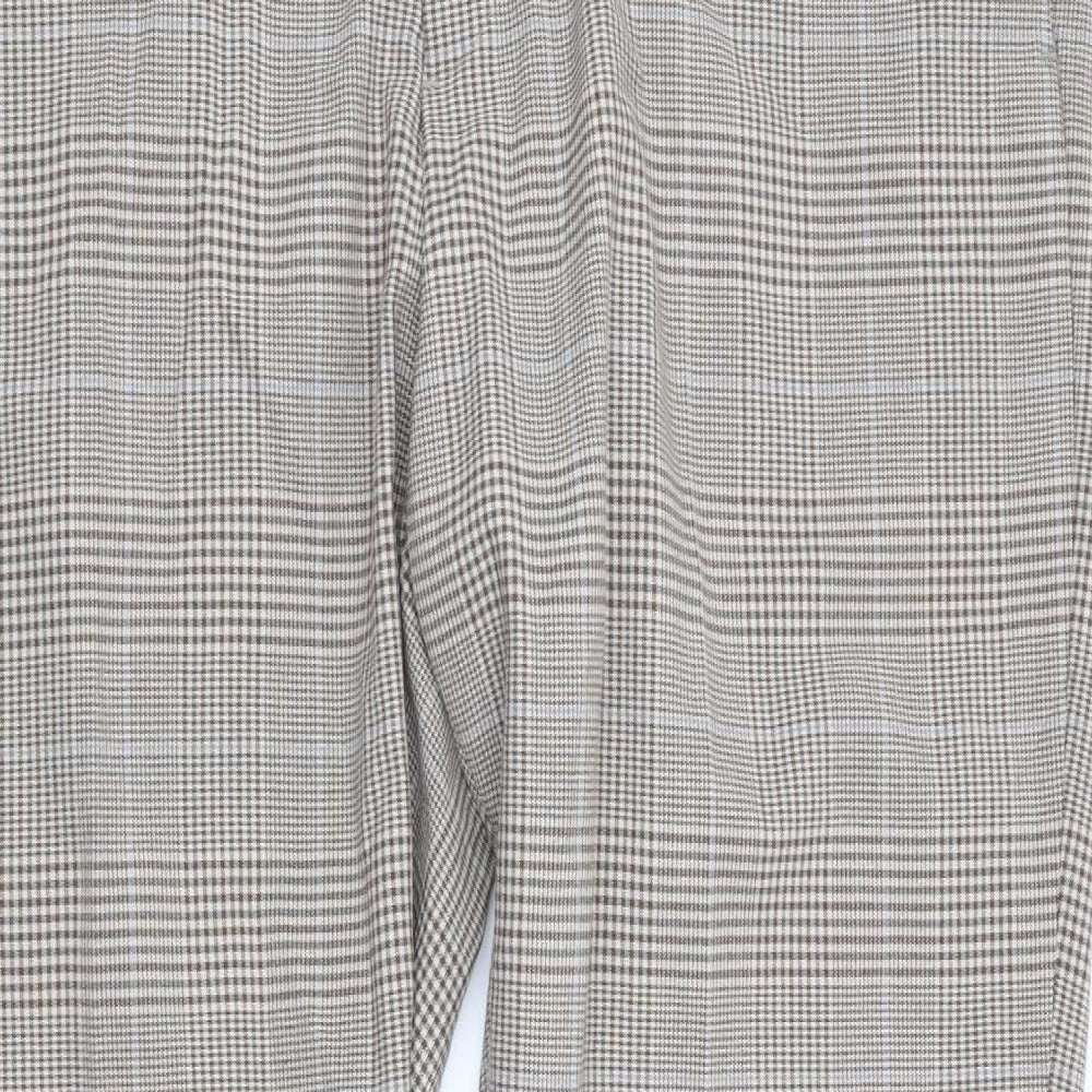Zara Womens Beige Check  Trousers  Size 16 L30 in