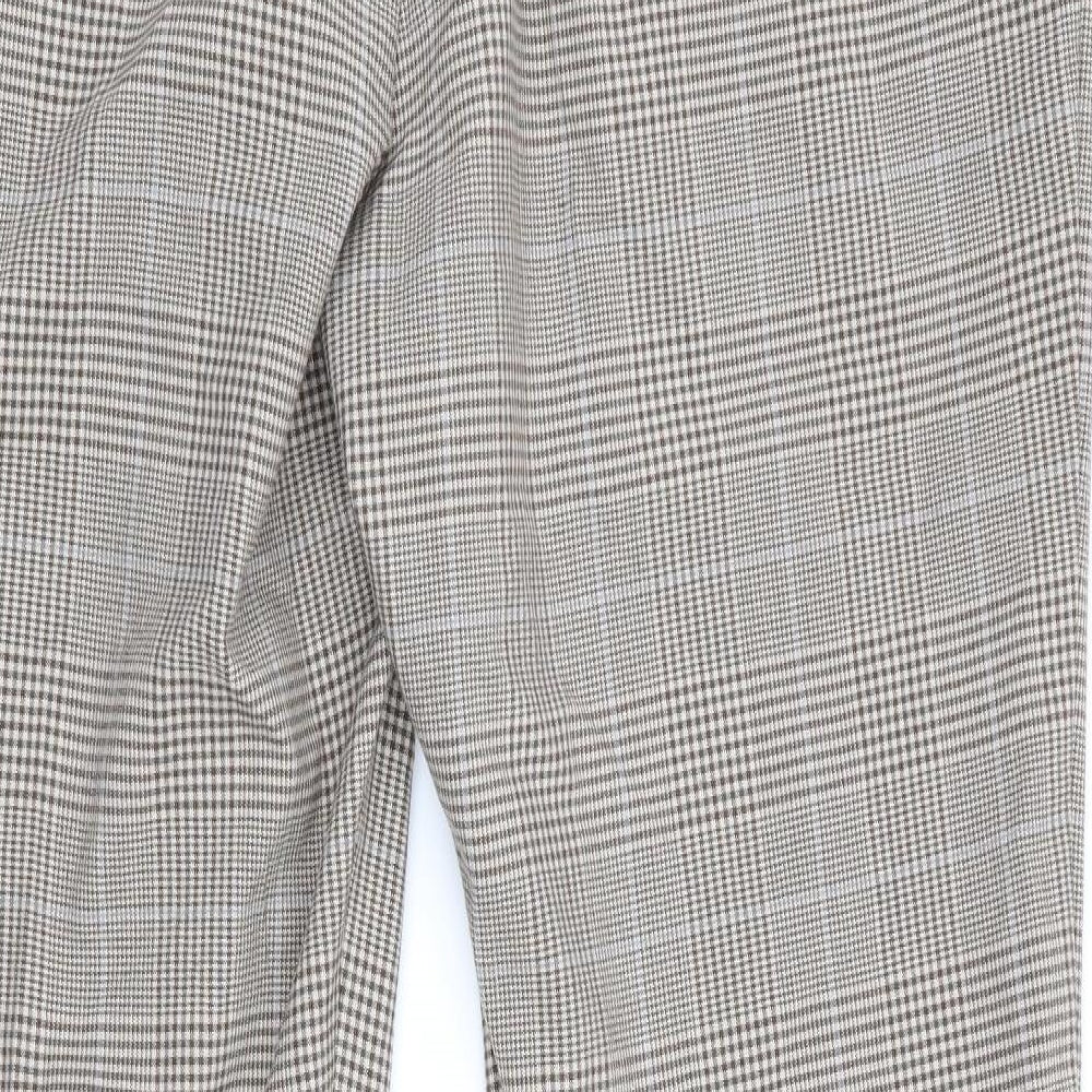 Zara Womens Beige Check  Trousers  Size 16 L30 in