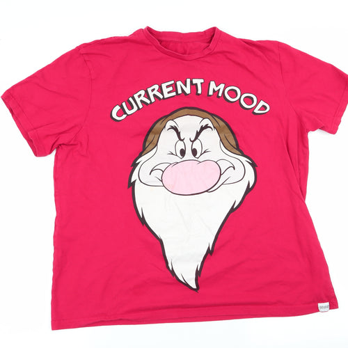 Disney Mens Red    T-Shirt   - Current Mood - Grumpy