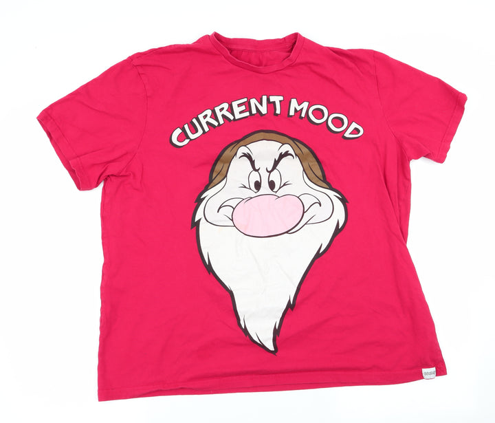 Disney Mens Red T-Shirt - Current Mood - Grumpy