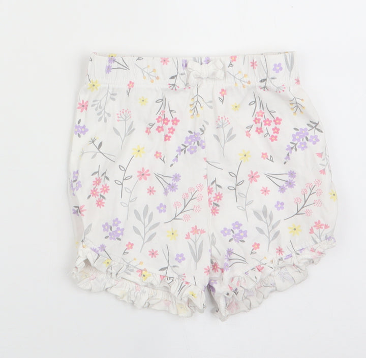 George Girls White Floral  Pedal Pusher Trousers Size 18-24 Months