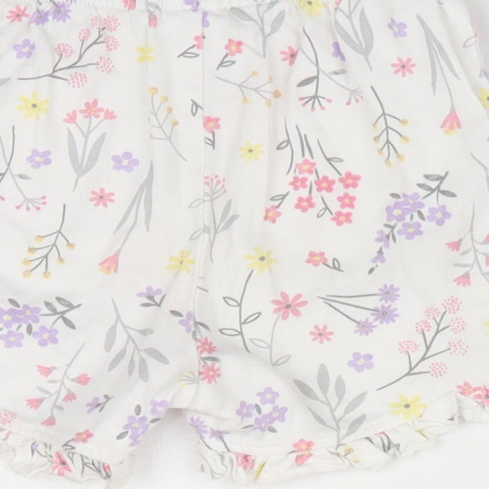 George Girls White Floral  Pedal Pusher Trousers Size 18-24 Months