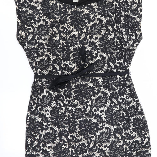 H&M Womens Black Floral  Shift  Size 12  - Lace like print