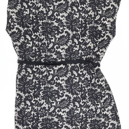 H&M Womens Black Floral  Shift  Size 12  - Lace like print