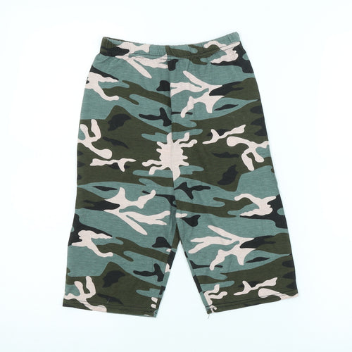 PRETTYLITTLETHING Womens Green Camouflage  Cropped Leggings Size 4