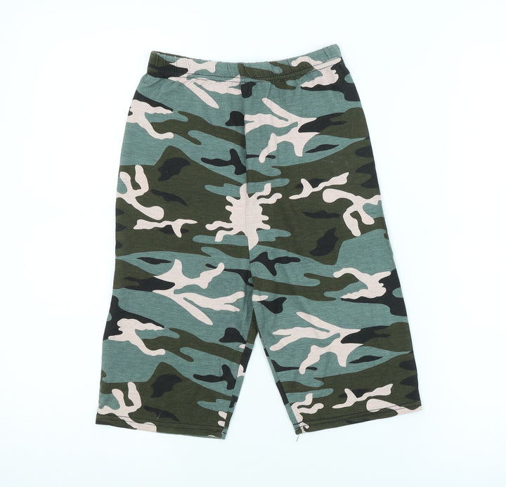 PRETTYLITTLETHING Womens Green Camouflage Cropped Leggings Size 4