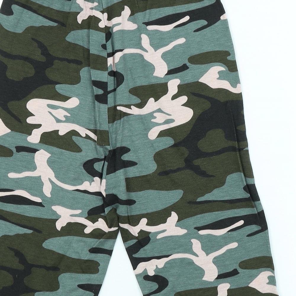 PRETTYLITTLETHING Womens Green Camouflage  Cropped Leggings Size 4