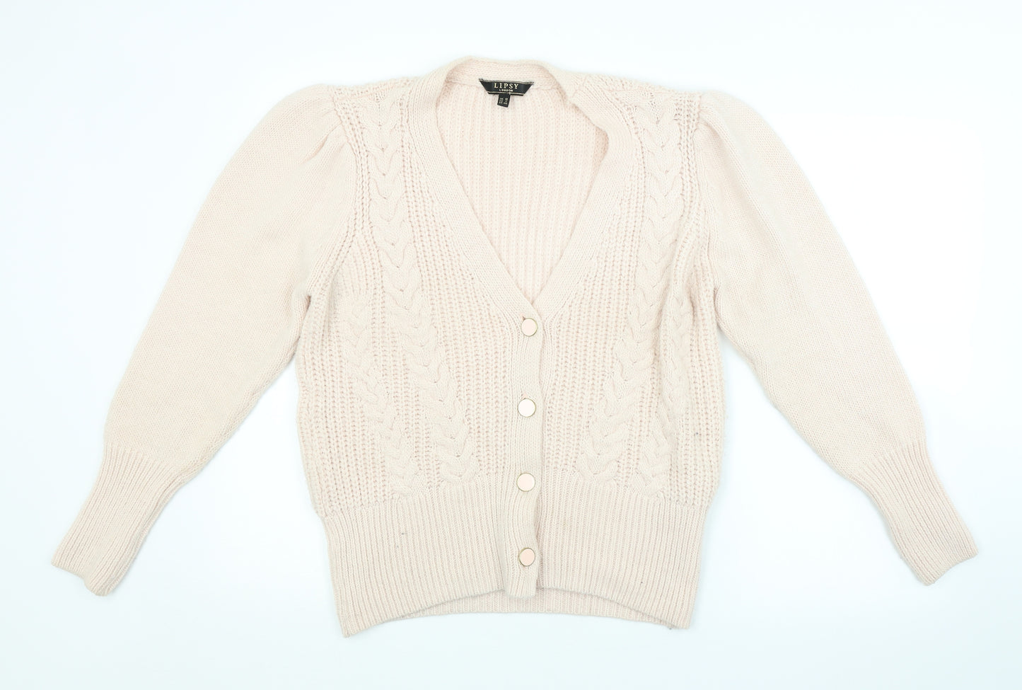 Lipsy Womens Pink Striped  Cardigan Jumper Size 12