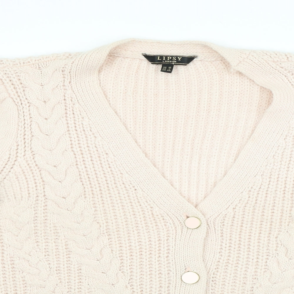 Lipsy Womens Pink Striped  Cardigan Jumper Size 12