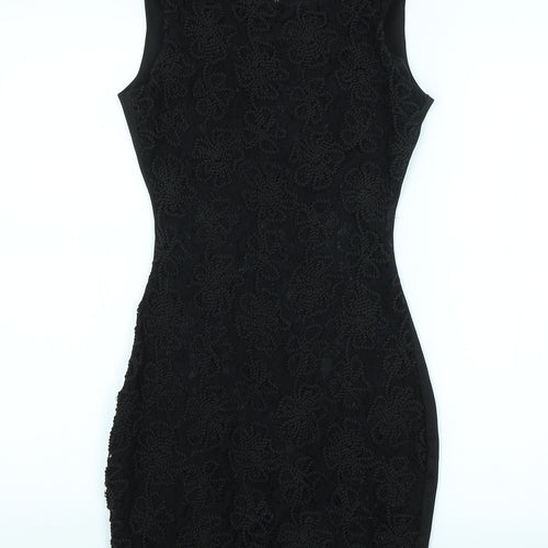 Agenda Womens Black Floral  Pencil Dress  Size 8