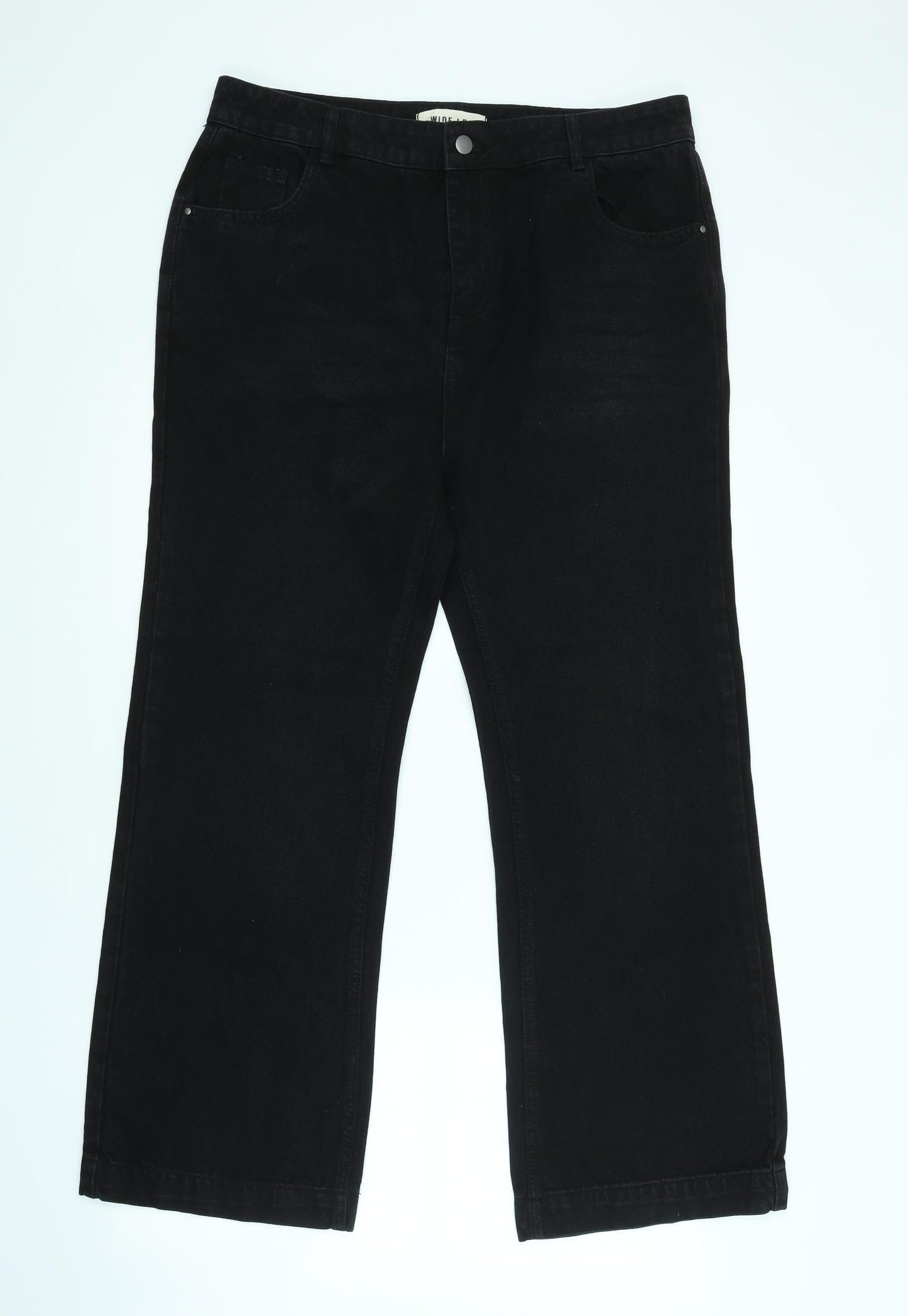 Yours Womens Black   Wide-Leg Jeans Size 18 L29 in