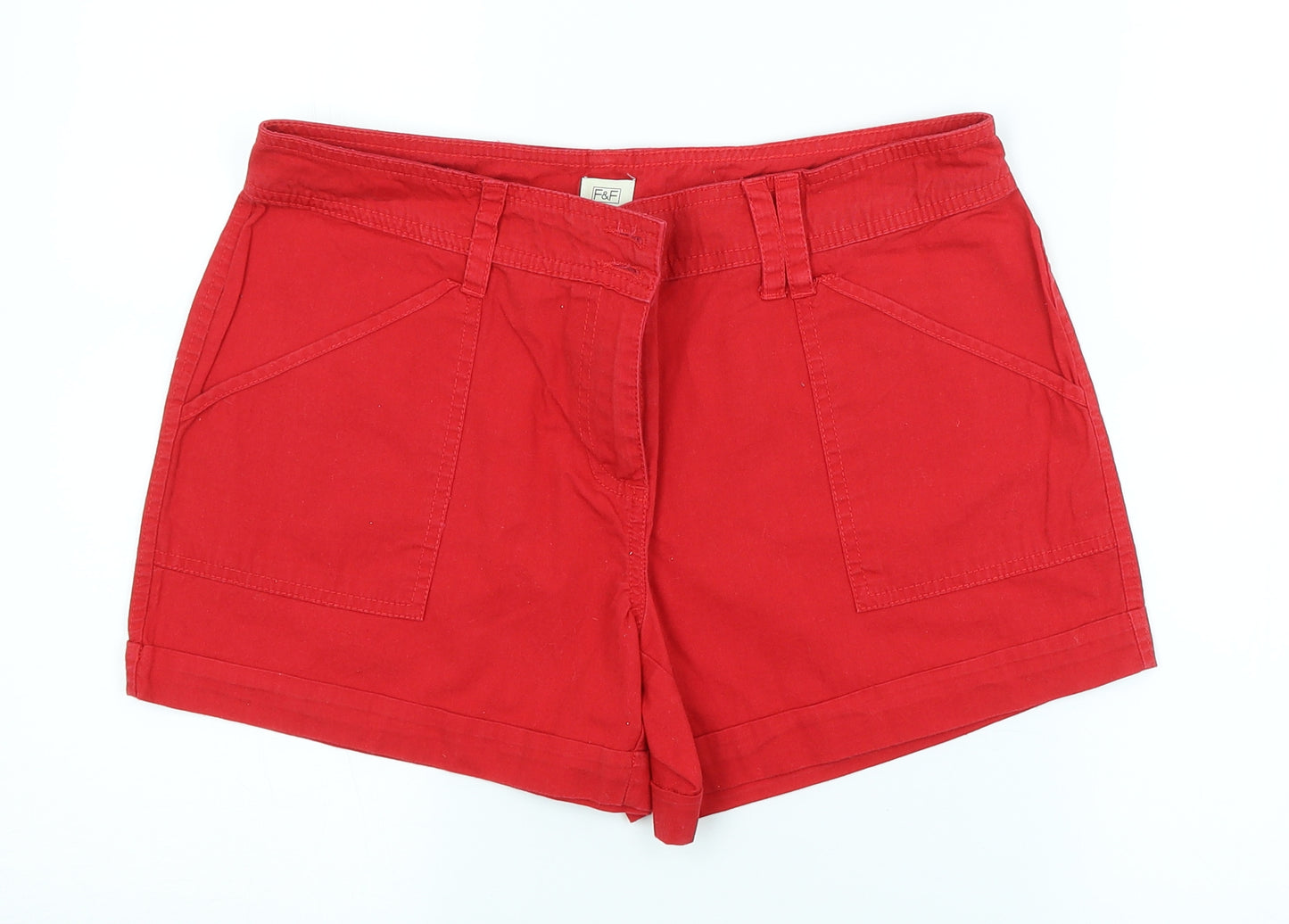 F&F Womens Red   Hot Pants Shorts Size 10