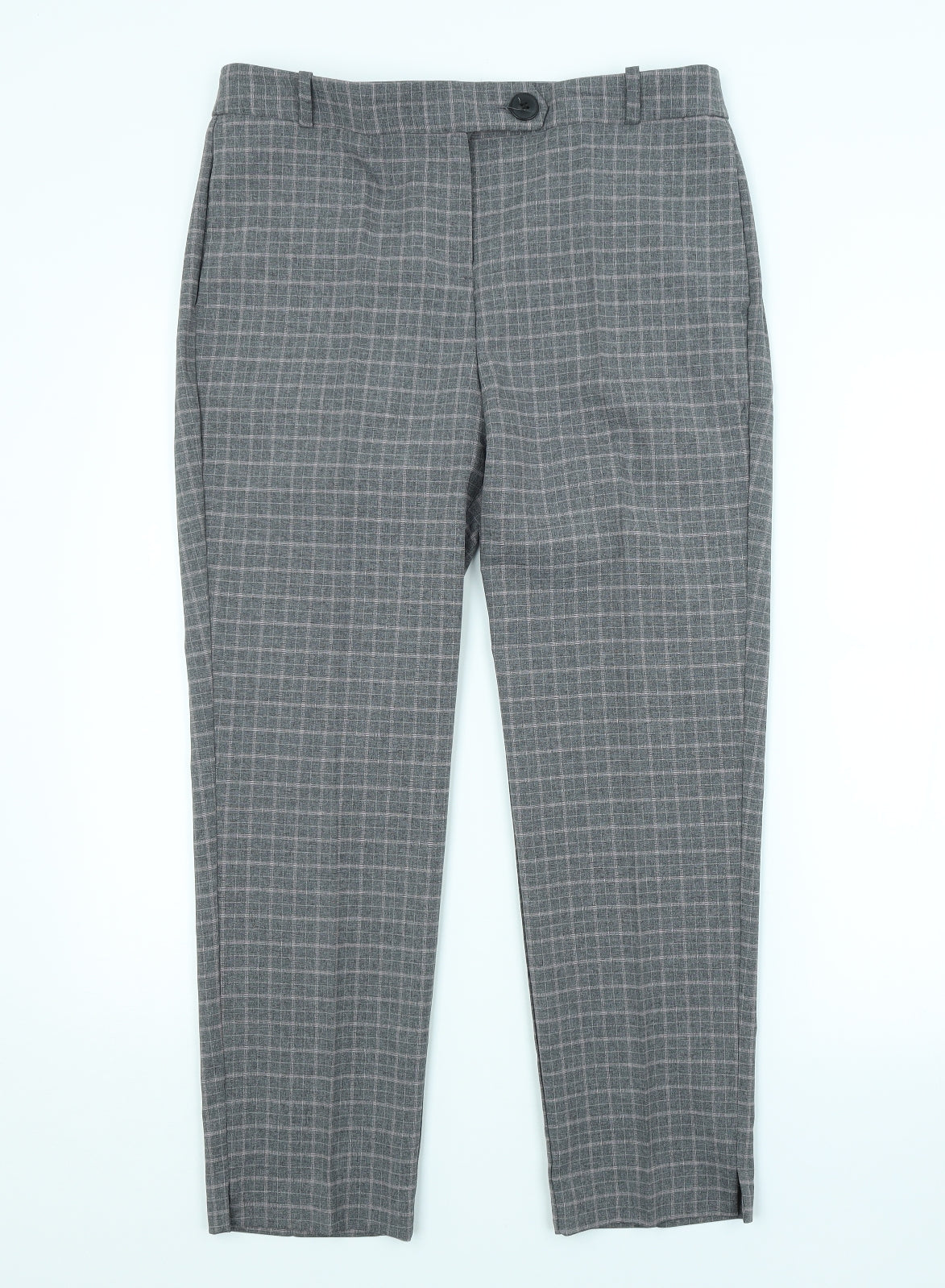 NEXT Womens Grey Check  Trousers  Size 12 L26 in