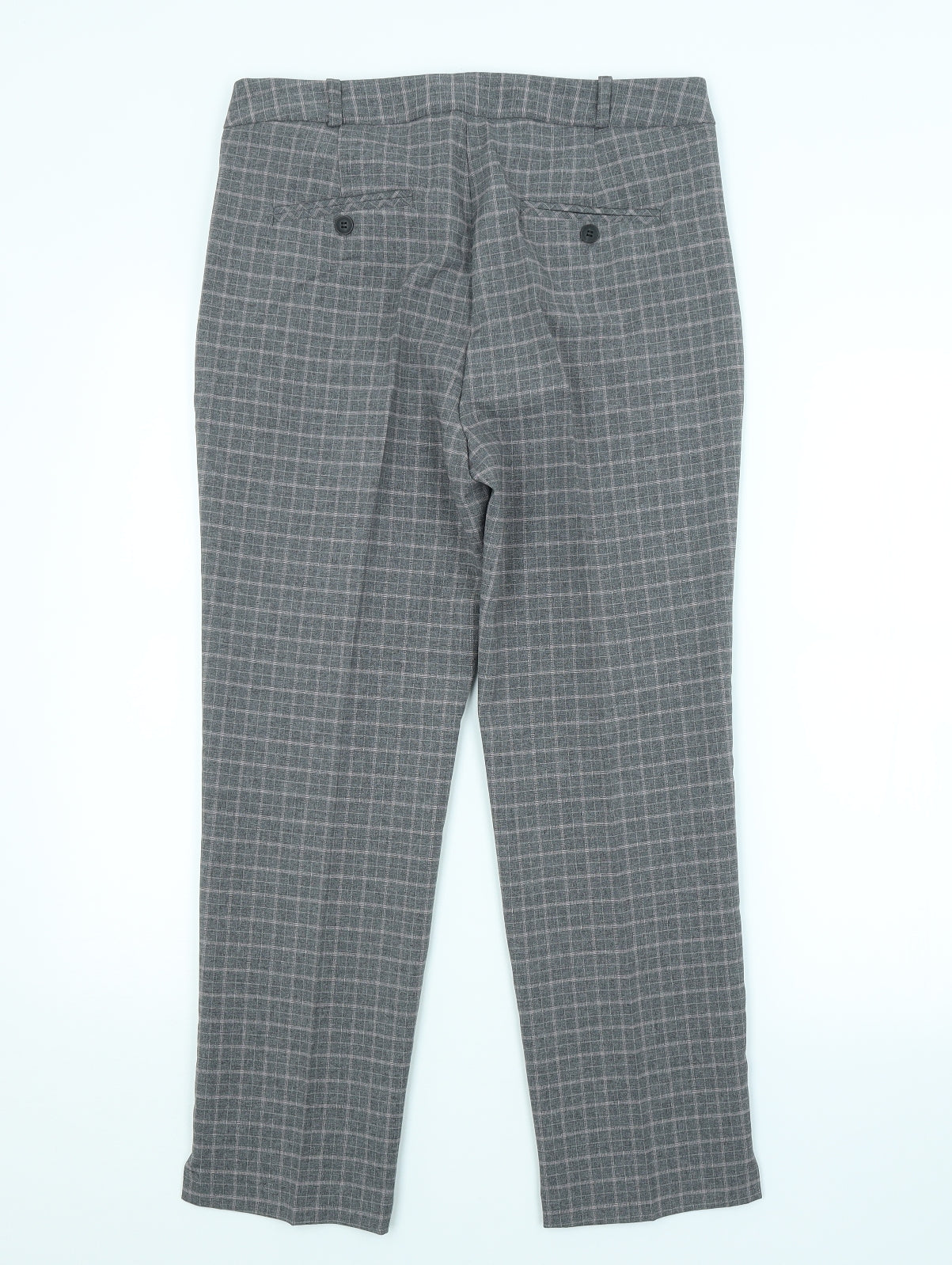 NEXT Womens Grey Check  Trousers  Size 12 L26 in