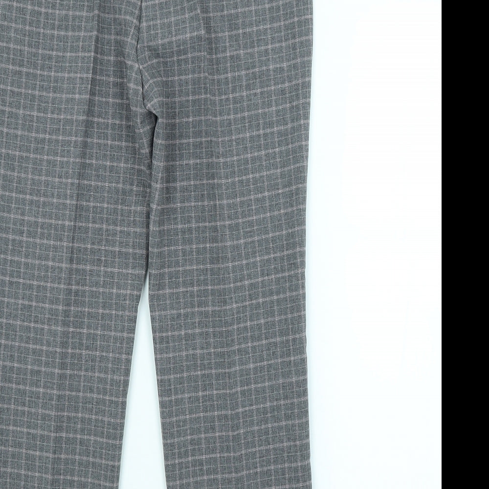 NEXT Womens Grey Check  Trousers  Size 12 L26 in
