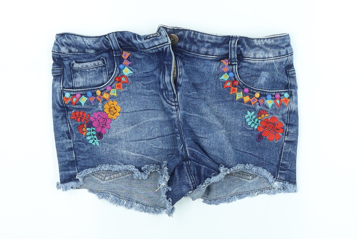 NEXT Womens Blue Floral  Cut-Off Shorts Size 10