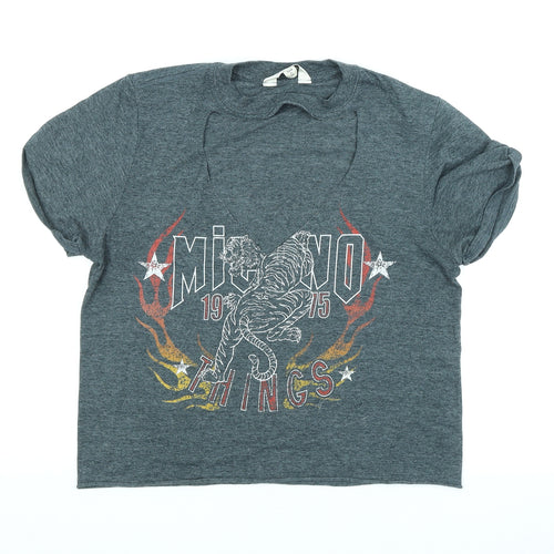 Miss Selfridge Womens Grey   Cropped T-Shirt Size S