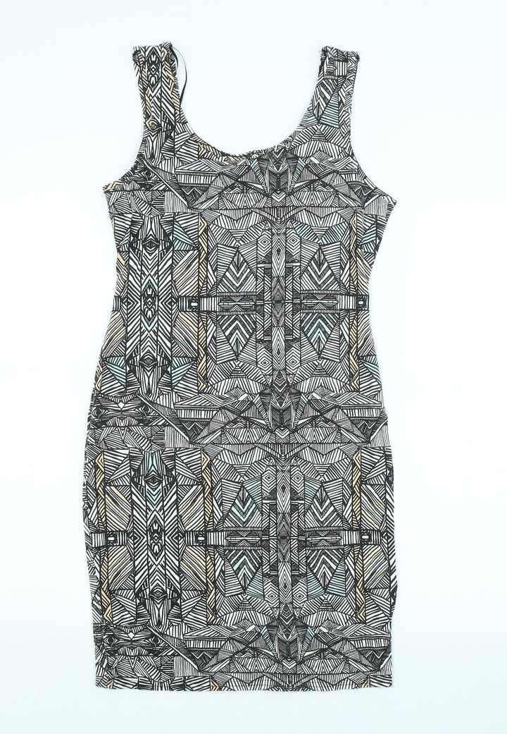 New Look Womens Multicoloured Argyle/Diamond Pencil Dress Size 12