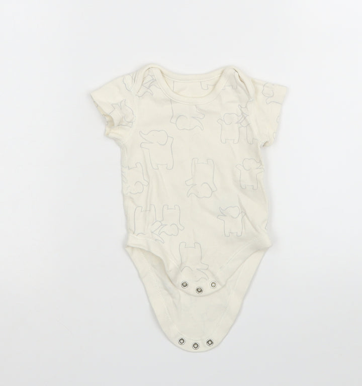 M&S Baby White Animal Print  Leotard One-Piece Size 0-3 Months