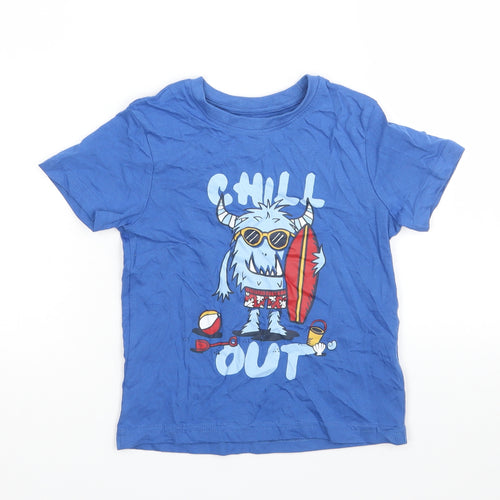 Primark Boys Black   Basic T-Shirt Size 3-4 Years  - Monster