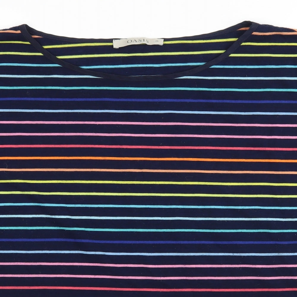 Oasis Womens Multicoloured Striped  Basic T-Shirt Size XL