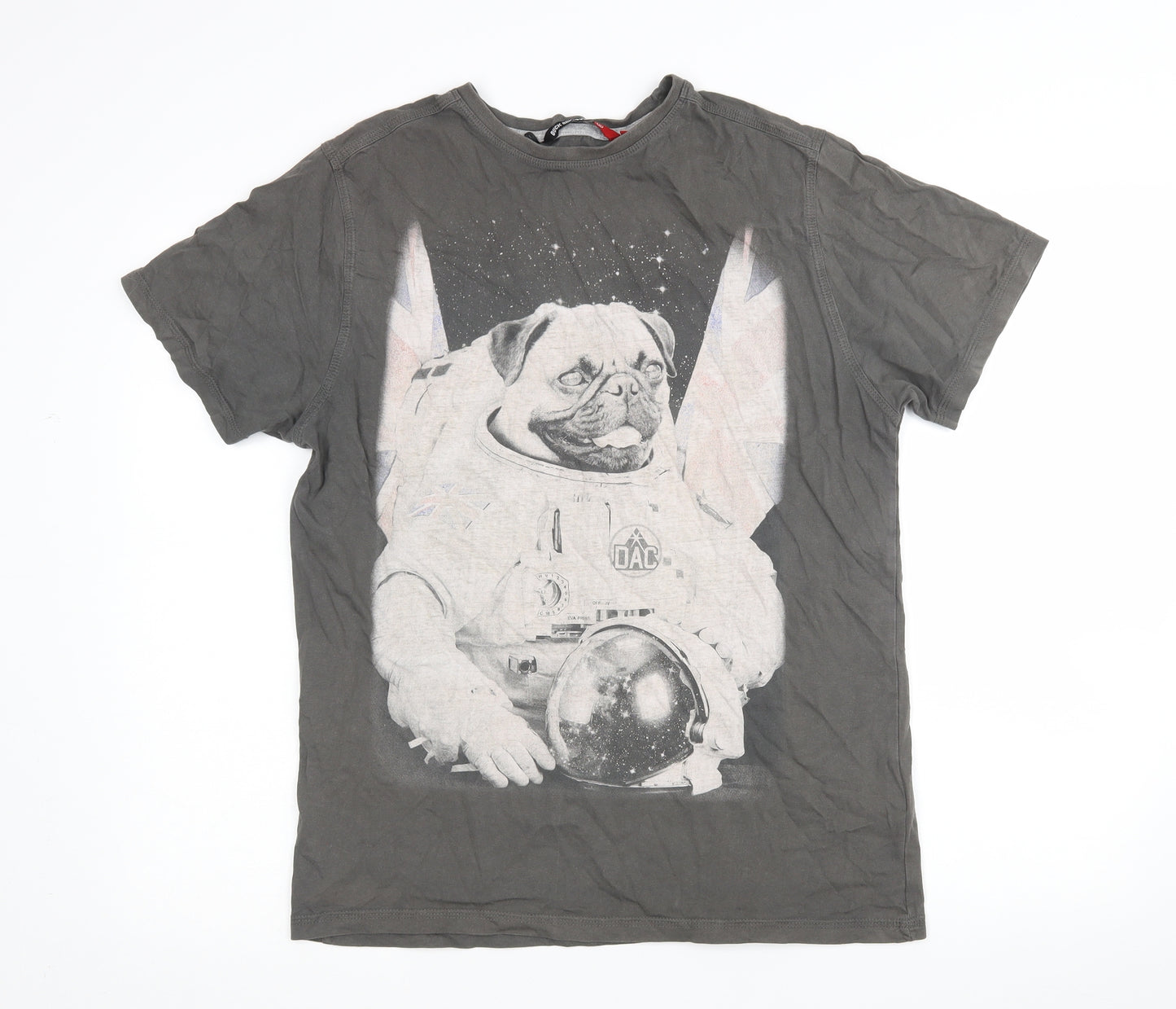 Duck & Cover Mens Grey    T-Shirt Size L  - Pug