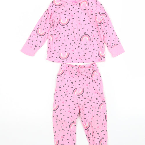 Matalan Girls Pink Polka Dot   Pyjama Set Size 18-24 Months
