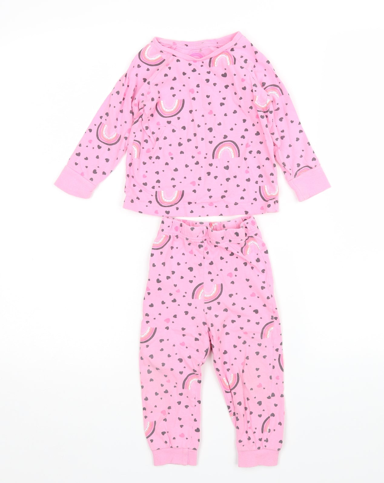 Matalan Girls Pink Polka Dot   Pyjama Set Size 18-24 Months