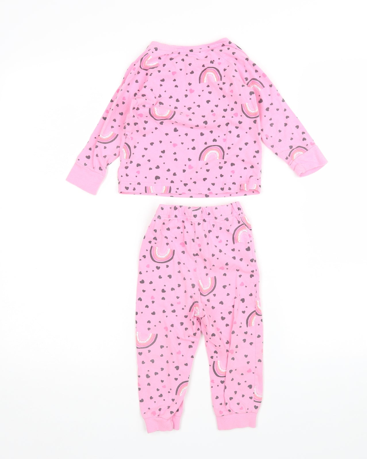 Matalan Girls Pink Polka Dot   Pyjama Set Size 18-24 Months
