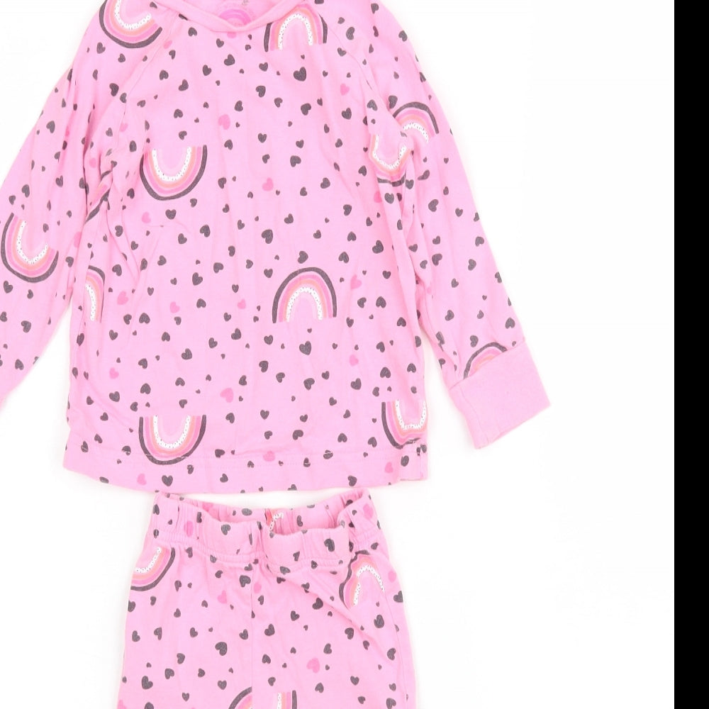 Matalan Girls Pink Polka Dot   Pyjama Set Size 18-24 Months