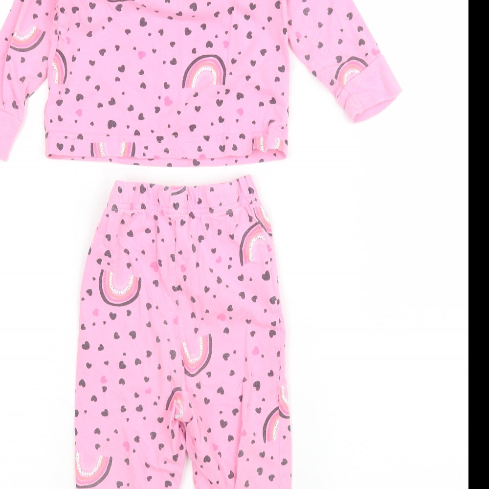 Matalan Girls Pink Polka Dot   Pyjama Set Size 18-24 Months