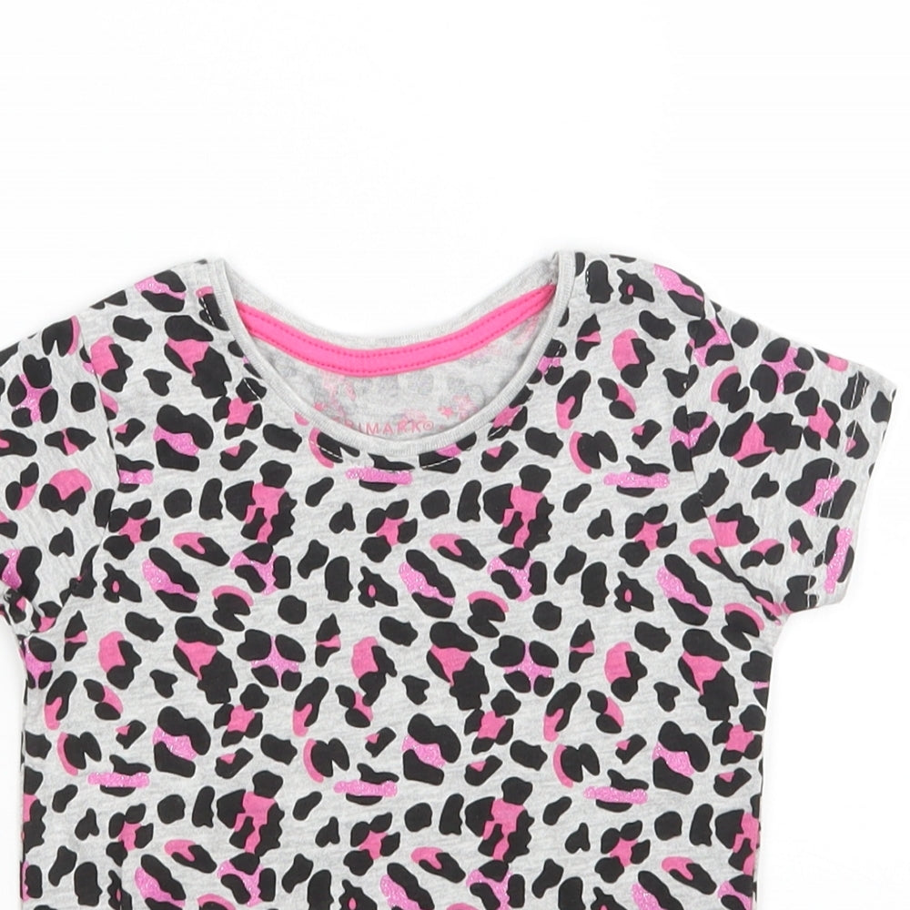 Primark Girls Multicoloured Animal Print  Basic T-Shirt Size 18-24 Months