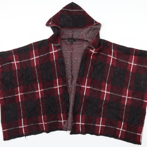Atmosphere Womens Pink Plaid  Overcoat Poncho Size S