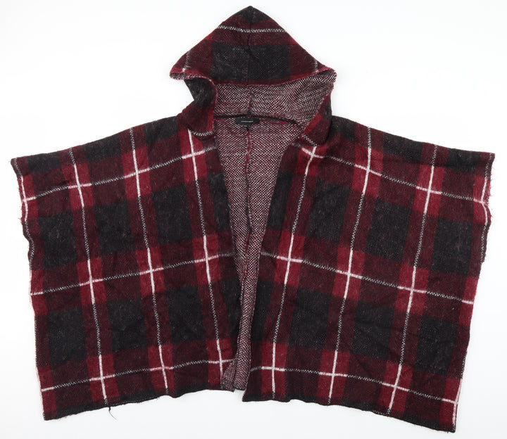 Atmosphere Womens Pink Plaid  Overcoat Poncho Size S