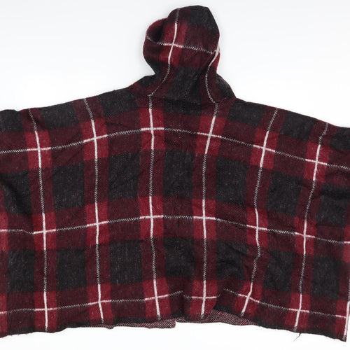 Atmosphere Womens Pink Plaid  Overcoat Poncho Size S