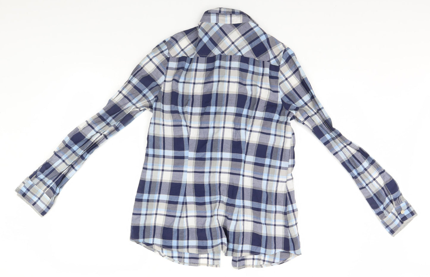 My Way Womens Blue Plaid  Basic Button-Up Size 12