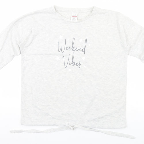Peacocks Womens Grey Solid  Top Pyjama Top Size 10  - Weekend Vibes