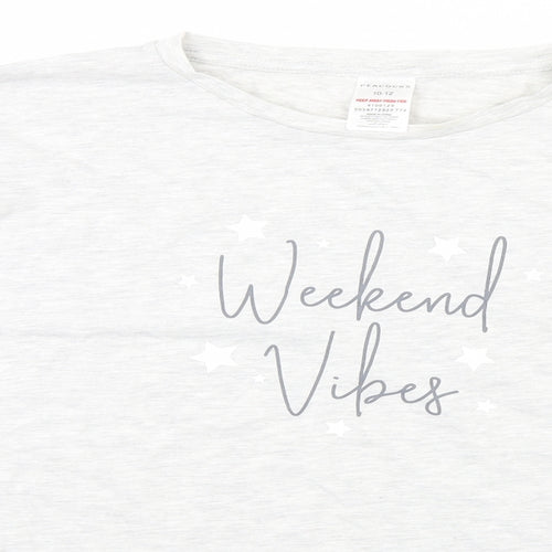 Peacocks Womens Grey Solid  Top Pyjama Top Size 10  - Weekend Vibes
