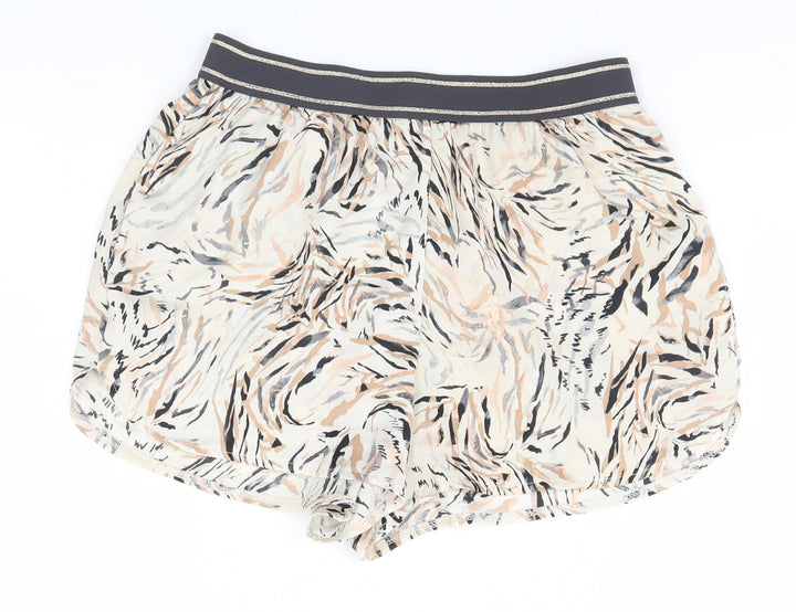 Primark Womens Beige Animal Print Hot Pants Shorts Size 6