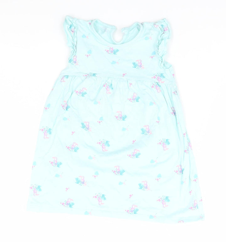 George Girls Green Animal Print A-Line Size 18-24 Months - Birds