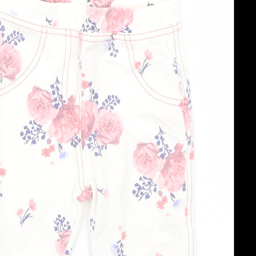 F&F Baby White Floral  Track Pants Trousers Size 6-9 Months