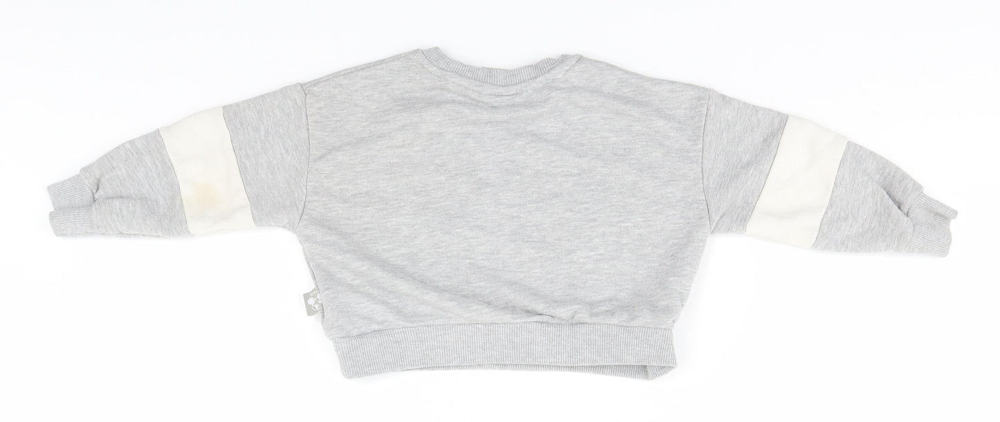 Disney Girls Grey   Pullover Jumper Size 3-4 Years  - Mickey Mouse, Love our Planet