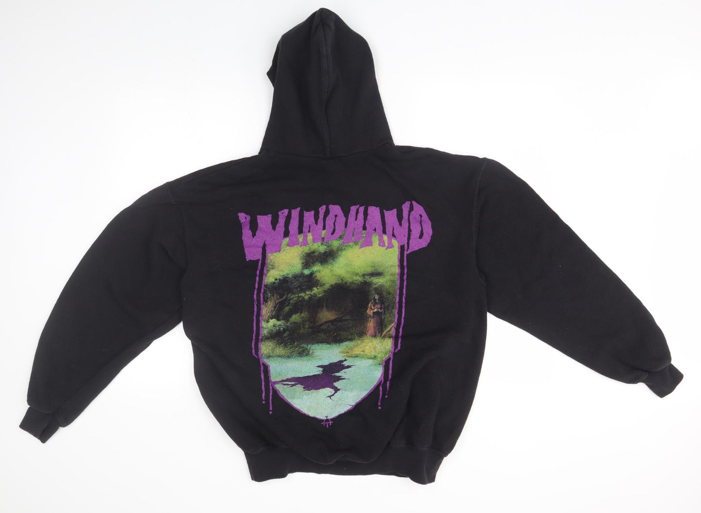Fruit of the Loom Mens Black   Pullover Hoodie Size L  - Windhand