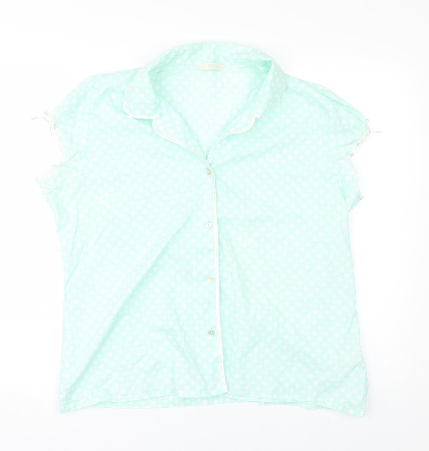 M&S Womens Green Polka Dot  Basic Button-Up Size 16