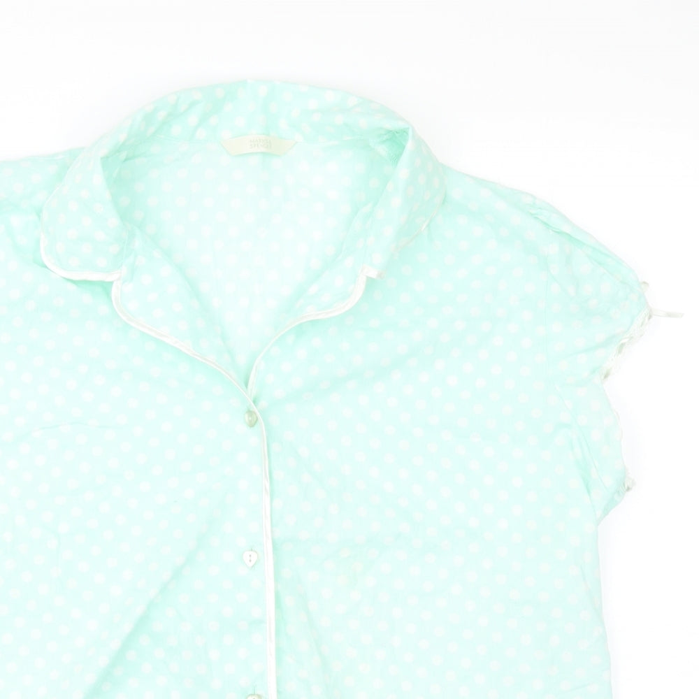 M&S Womens Green Polka Dot  Basic Button-Up Size 16